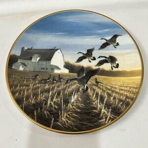 Ducks Unlimited WJ George Plate Canada Geese In The Field 8 1/4 Inches Round